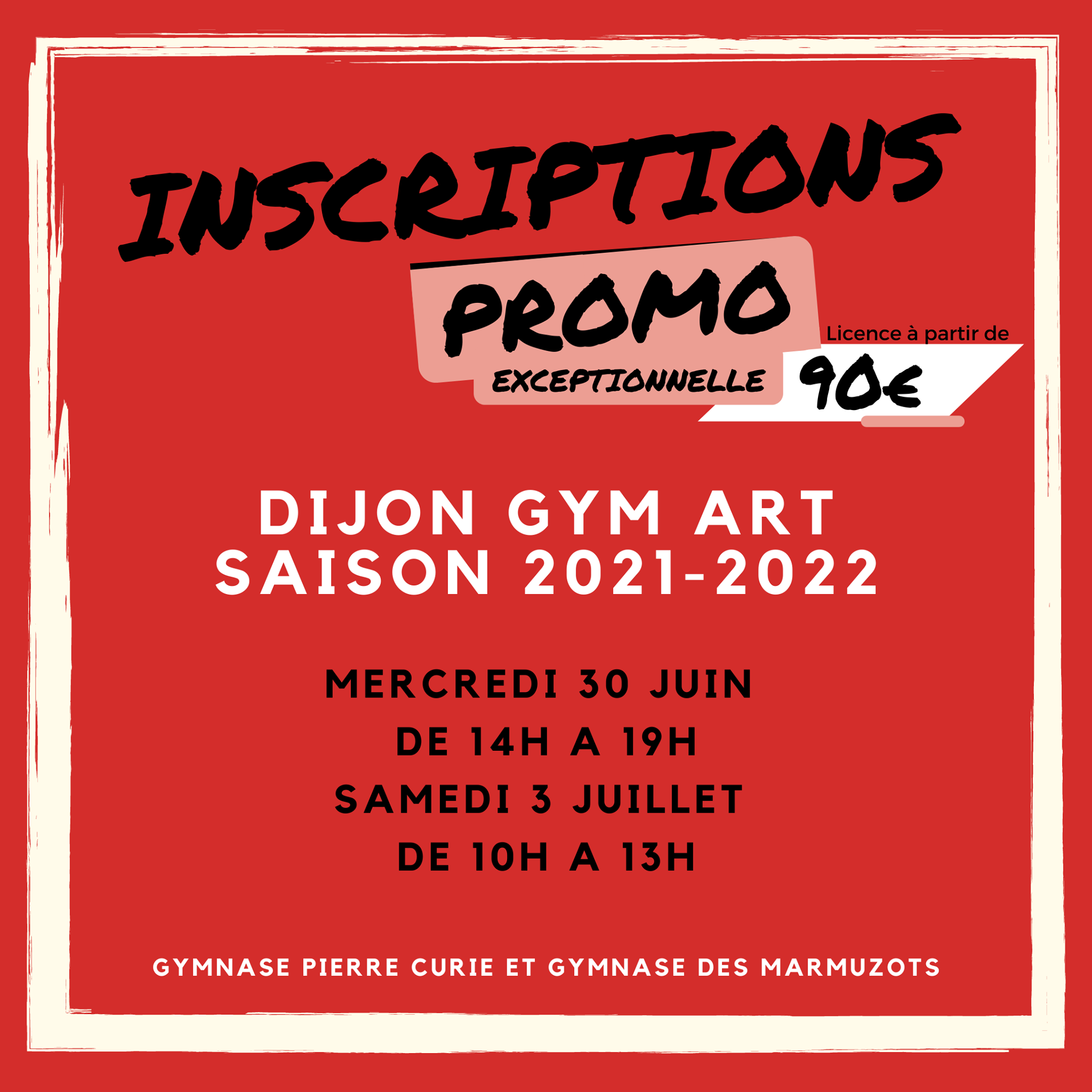 Inscriptions lancées saison 2021-2022 - Dijon Gym Art